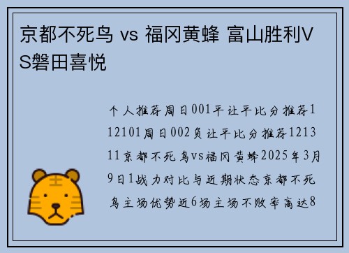 京都不死鸟 vs 福冈黄蜂 富山胜利VS磐田喜悦